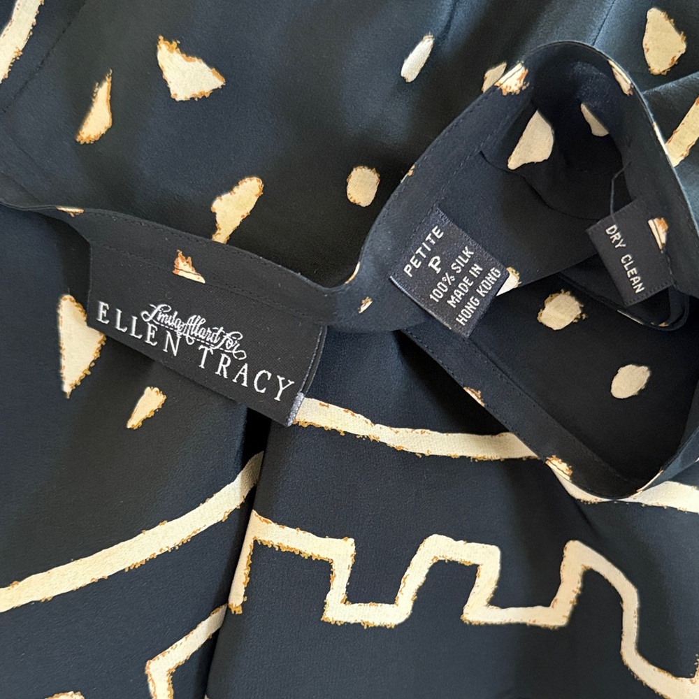 Ellen Tracy 90s Black and Tan Mud Cloth Print Wrap Pencil Skirt - Picture 2 of 8